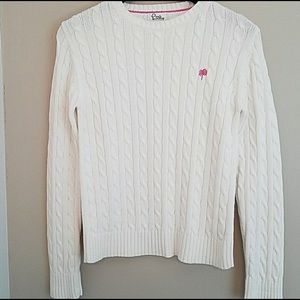 Lilly Pulitzer white cable knit crew neck sweater